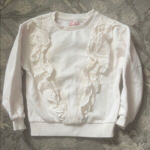 Girls' Cream Ruffle Front Sweatshirt